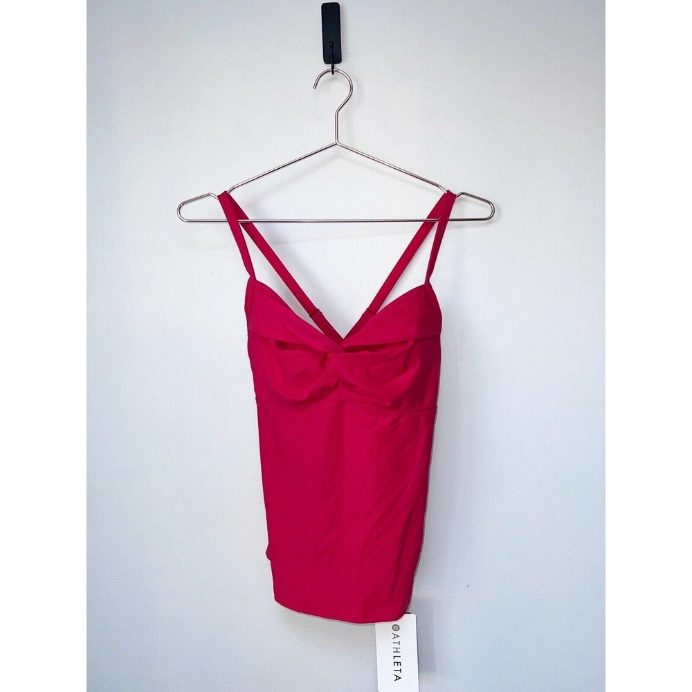 Athleta Womens Size 34 B/DD Twist Up Tankini Swim Top in Solid RED NEW